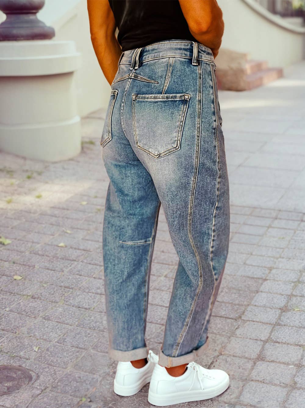 Vintage Washed Seam Detail Shift Jeans