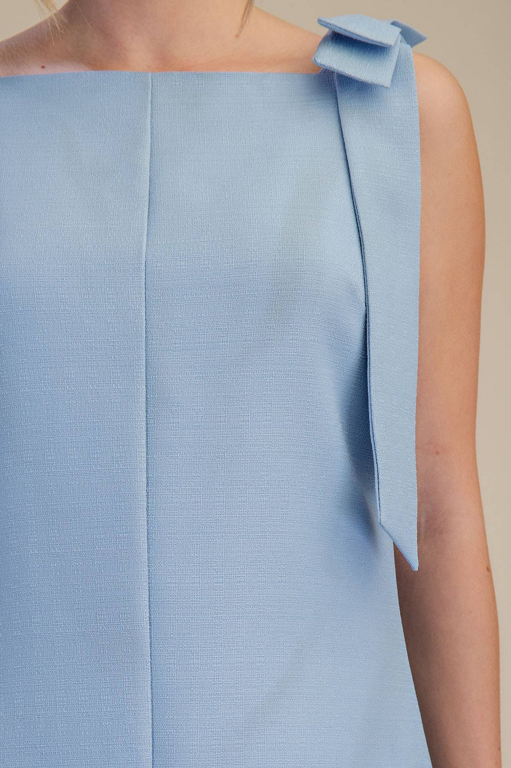 Straight Neckline Bow Mini Dress