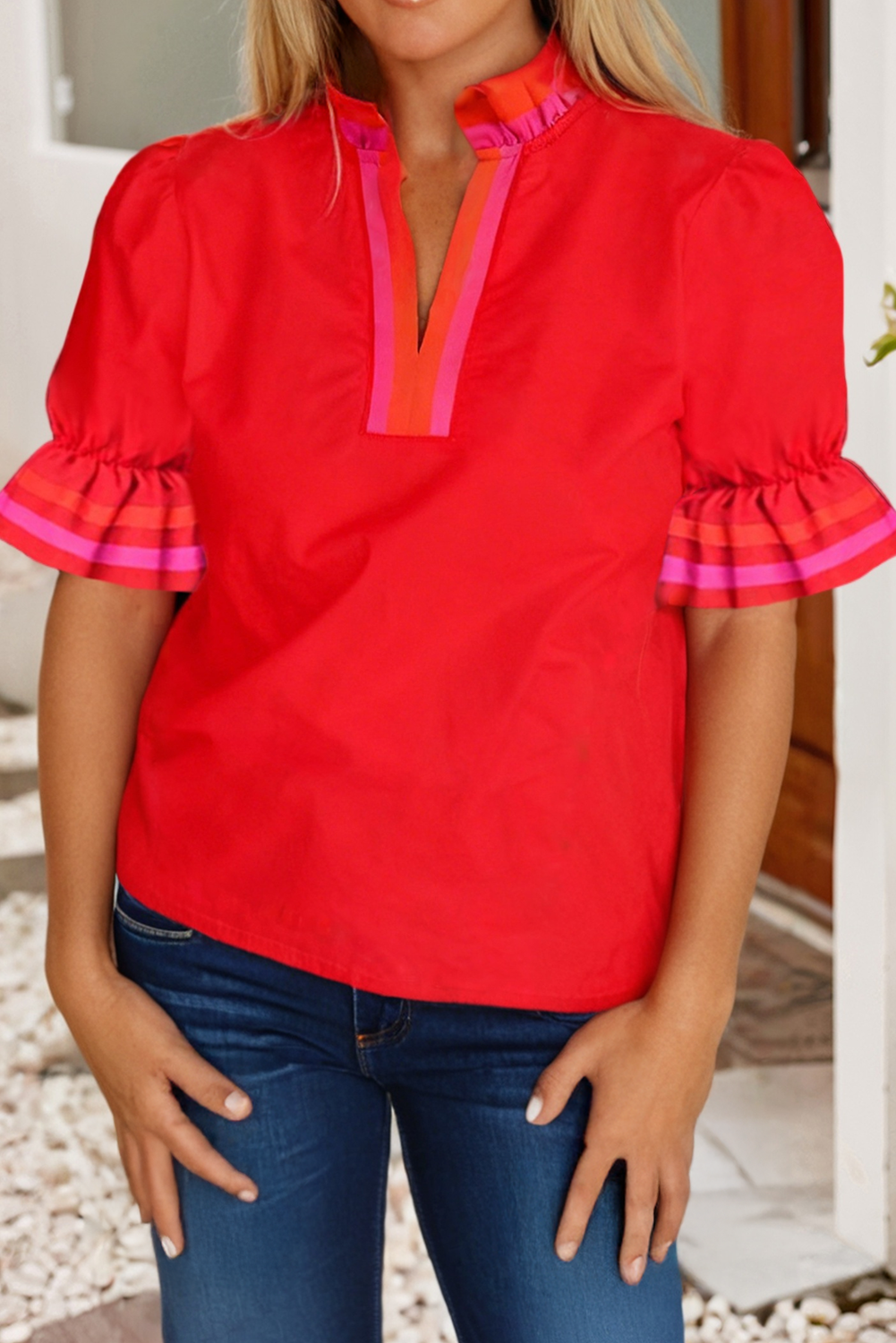 Spring 2026 Patchwork Colorblock Blouse